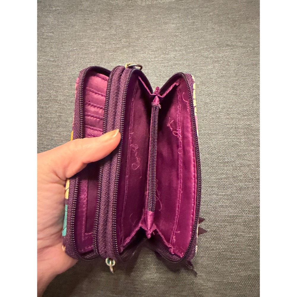 Vera Bradley All In One Crossbody Wallet Purple Floral‎ Quilted Cotton Small - Picture 5 of 5